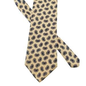 The Man’s Shop Necktie Ivory Blue Paisley 100% Silk Handmade Dominican Republic